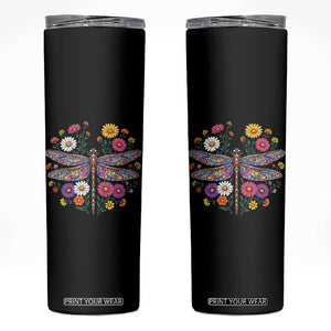 Boho Floral Spring Dragonfly Skinny Tumbler Colorful Mosaic Insect