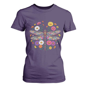 Boho Floral Spring Dragonfly T Shirt For Women Colorful Mosaic Insect TS12 Purple Print Your Wear