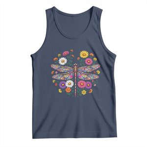 Boho Floral Spring Dragonfly Tank Top Colorful Mosaic Insect TS12 Navy Print Your Wear