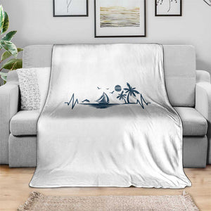 Summer Vacation Heartbeat Pulse Sunset Silhouette Throw Blanket Tropical Island Lover TS12 Print Your Wear