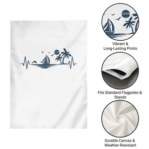 Summer Vacation Heartbeat Pulse Sunset Silhouette Garden Flag Tropical Island Lover TS12 Print Your Wear