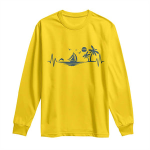 Summer Vacation Heartbeat Pulse Sunset Silhouette Long Sleeve Shirt Tropical Island Lover TS12 Daisy Print Your Wear