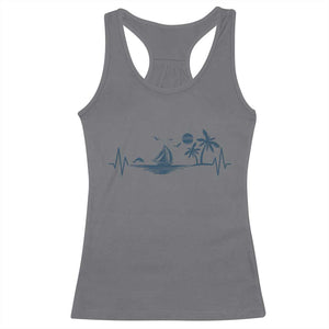 Summer Vacation Heartbeat Pulse Sunset Silhouette Racerback Tank Top Tropical Island Lover TS12 Charcoal Print Your Wear