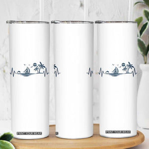 Summer Vacation Heartbeat Pulse Sunset Silhouette Skinny Tumbler Tropical Island Lover TS12 Print Your Wear