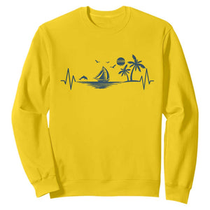 Summer Vacation Heartbeat Pulse Sunset Silhouette Sweatshirt Tropical Island Lover TS12 Daisy Print Your Wear