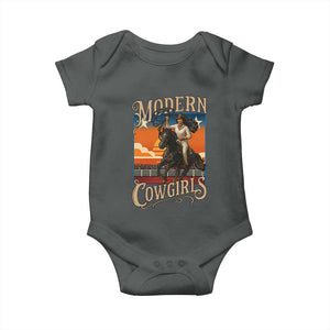 Modern Cowgirls Baby Onesie American Woman Western Rodeo TS12 Dark Heather Print Your Wear