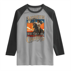 Modern Cowgirls Raglan Shirt American Woman Western Rodeo TS12 Sport Gray Black Print Your Wear