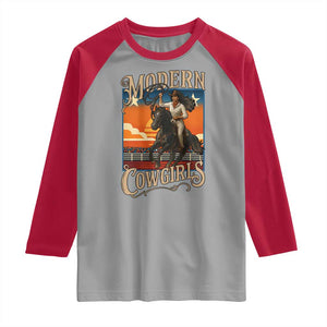 Modern Cowgirls Raglan Shirt American Woman Western Rodeo TS12 Sport Gray Red Print Your Wear