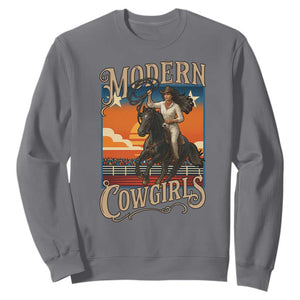 Modern Cowgirls Sweatshirt American Woman Western Rodeo TS12 Charcoal Print Your Wear