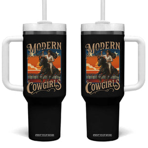Modern Cowgirls Tumbler With Handle American Woman Western Rodeo TS12 One Size: 40 oz Black Print Your Wear