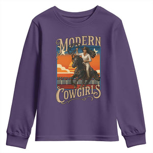 Modern Cowgirls Youth Sweatshirt American Woman Western Rodeo TS12 Purple Print Your Wear