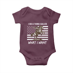 Patriotic Cowgirl Baby Onesie I Do A Thing Called What I Want American Flag TS12 Maroon Print Your Wear