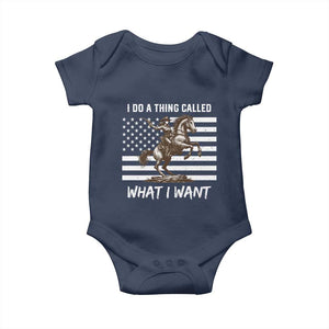 Patriotic Cowgirl Baby Onesie I Do A Thing Called What I Want American Flag TS12 Navy Print Your Wear