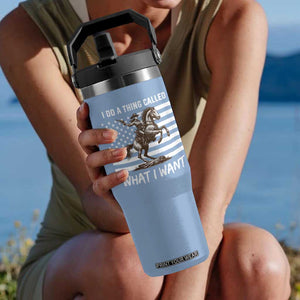 Patriotic Cowgirl Flip Straw Tumbler I Do A Thing Called What I Want American Flag TS12 One Size: 30 oz Light Blue Print Your Wear