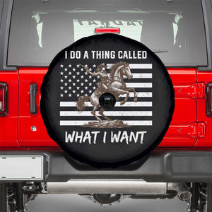 Patriotic Cowgirl Spare Tire Cover I Do A Thing Called What I Want American Flag TS12 Black Print Your Wear