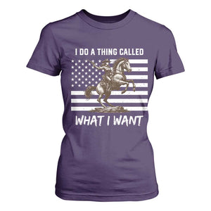 Patriotic Cowgirl T Shirt For Women I Do A Thing Called What I Want American Flag TS12 Purple Print Your Wear