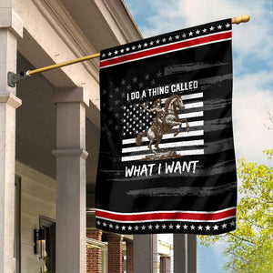Patriotic Cowgirl Garden Flag I Do A Thing Called What I Want American Flag TS12 Distressed Black Red Print Your Wear