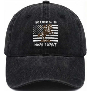Patriotic Cowgirl Washed Cotton Baseball Cap I Do A Thing Called What I Want American Flag TS12 Print Your Wear