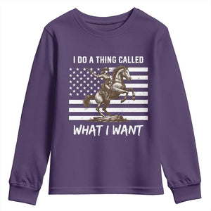 Patriotic Cowgirl Youth Sweatshirt I Do A Thing Called What I Want American Flag TS12 Purple Print Your Wear