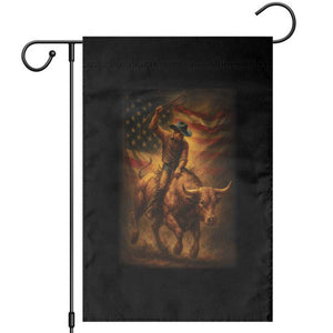 Patriotic Cowboy Garden Flag American Bucking Bull Rider USA Rodeo Art TS12 Black Print Your Wear