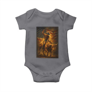 Patriotic Cowboy Baby Onesie American Bucking Bull Rider USA Rodeo Art TS12 Charcoal Print Your Wear