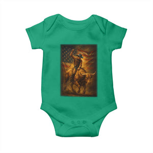 Patriotic Cowboy Baby Onesie American Bucking Bull Rider USA Rodeo Art TS12 Irish Green Print Your Wear