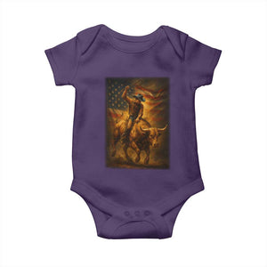 Patriotic Cowboy Baby Onesie American Bucking Bull Rider USA Rodeo Art TS12 Purple Print Your Wear
