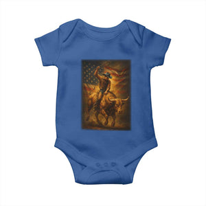 Patriotic Cowboy Baby Onesie American Bucking Bull Rider USA Rodeo Art TS12 Royal Blue Print Your Wear