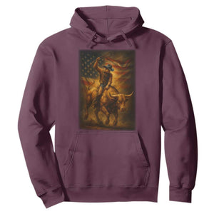 Patriotic Cowboy Hoodie American Bucking Bull Rider USA Rodeo Art TS12 Maroon Print Your Wear