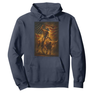 Patriotic Cowboy Hoodie American Bucking Bull Rider USA Rodeo Art TS12 Navy Print Your Wear