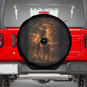 Patriotic Cowboy Spare Tire Cover American Bucking Bull Rider USA Rodeo Art TS12 Black Print Your Wear