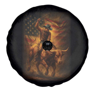 Patriotic Cowboy Spare Tire Cover American Bucking Bull Rider USA Rodeo Art TS12 Print Your Wear