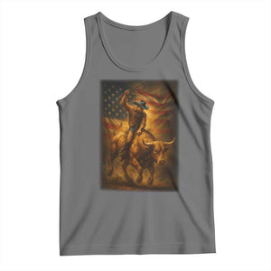 Patriotic Cowboy Tank Top American Bucking Bull Rider USA Rodeo Art TS12 Black Heather Print Your Wear