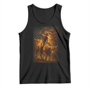Patriotic Cowboy Tank Top American Bucking Bull Rider USA Rodeo Art TS12 Black Print Your Wear