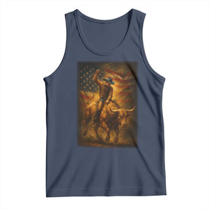 Patriotic Cowboy Tank Top American Bucking Bull Rider USA Rodeo Art TS12 Navy Print Your Wear