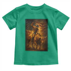 Patriotic Cowboy Toddler T Shirt American Bucking Bull Rider USA Rodeo Art TS12 Irish Green Print Your Wear