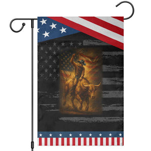 Patriotic Cowboy Garden Flag American Bucking Bull Rider USA Rodeo Art TS12 Distressed Black Blue Print Your Wear