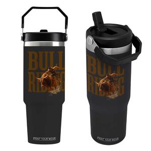 Bull Riding Cowboy Western Texas Rodeo Life Flip Straw Tumbler TS12 One Size: 30 oz Black Print Your Wear