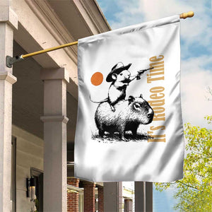 It Is Rodeo Time Garden Flag Funny Wild West Mouse Riding Capybara TS12 Print Your Wear
