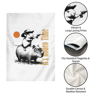 It Is Rodeo Time Garden Flag Funny Wild West Mouse Riding Capybara TS12 Print Your Wear