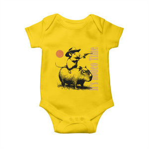 It Is Rodeo Time Baby Onesie Funny Wild West Mouse Riding Capybara TS12 Daisy Print Your Wear