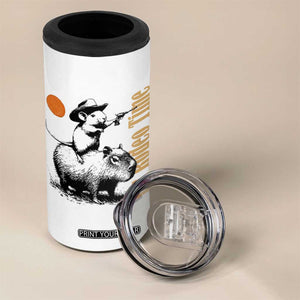 It Is Rodeo Time 4 in 1 Can Cooler Tumbler Funny Wild West Mouse Riding Capybara TS12 Print Your Wear