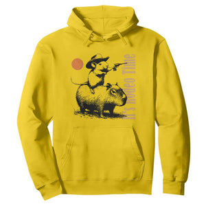 It Is Rodeo Time Hoodie Funny Wild West Mouse Riding Capybara TS12 Daisy Print Your Wear