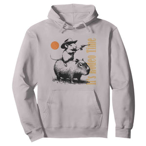 It Is Rodeo Time Hoodie Funny Wild West Mouse Riding Capybara TS12 Ice Gray Print Your Wear