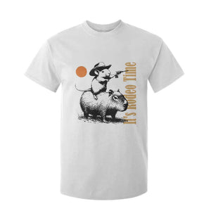 It Is Rodeo Time T Shirt For Kid Funny Wild West Mouse Riding Capybara TS12 White Print Your Wear