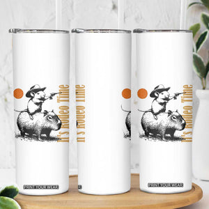 It Is Rodeo Time Skinny Tumbler Funny Wild West Mouse Riding Capybara TS12 Print Your Wear