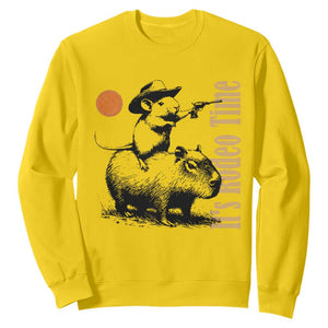 It Is Rodeo Time Sweatshirt Funny Wild West Mouse Riding Capybara TS12 Daisy Print Your Wear