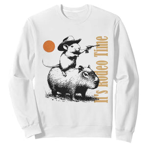It Is Rodeo Time Sweatshirt Funny Wild West Mouse Riding Capybara TS12 White Print Your Wear