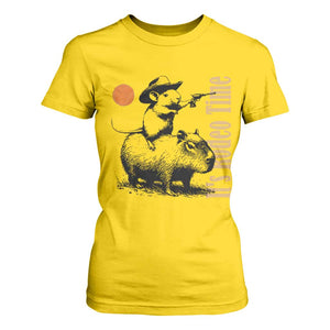 It Is Rodeo Time T Shirt For Women Funny Wild West Mouse Riding Capybara TS12 Daisy Print Your Wear