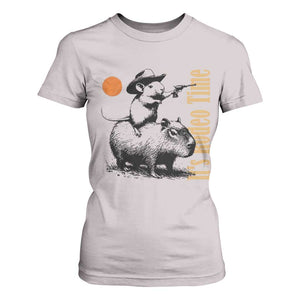It Is Rodeo Time T Shirt For Women Funny Wild West Mouse Riding Capybara TS12 Ice Gray Print Your Wear